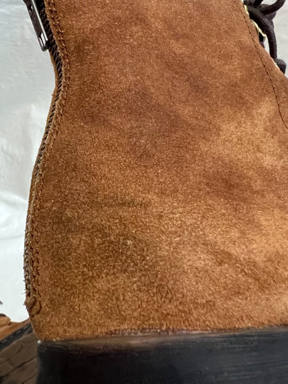 Born combat boots brown suede Kelisa zip up lace up womens 7.5 low heel - Picture 11 of 12